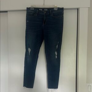 a.n.a Blue Skinny Jeans with Distressed Details